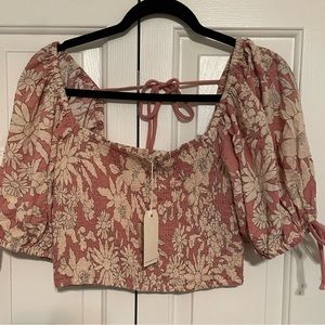 NWT By Together Floral Ruched Crop Top